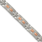 FJC Finejewelers Stainless Steel Link Brushed Rose IP-plated with CZ Bracelet 8.5 Inches x 11.2 mm