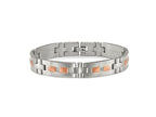 FJC Finejewelers Stainless Steel Link Brushed Rose IP-plated with CZ Bracelet 8.5 Inches x 11.2 mm