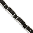FJC Finejewelers Stainless Steel Link Blk IP with CZ Black Carbon Fiber Bracelet 8.75 Inches x 11.7 mm