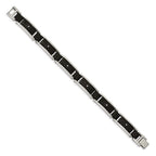 FJC Finejewelers Stainless Steel Link Blk IP with CZ Black Carbon Fiber Bracelet 8.75 Inches x 11.7 mm