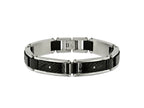 FJC Finejewelers Stainless Steel Link Blk IP with CZ Black Carbon Fiber Bracelet 8.75 Inches x 11.7 mm