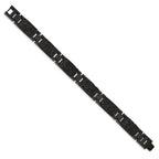 FJC Finejewelers Stainless Steel Link Black IP-plated Wire Inlay 8.5in Bracelet 8.5 Inches x 12.29 mm