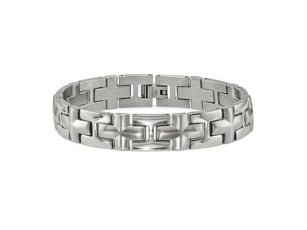 FJC Finejewelers Stainless Steel Link Brushed and Polished 8.5in Bracelet 8.5 Inches x 12.92 mm