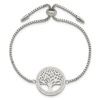 FJC Finejewelers Stainless Steel Box Polished Preciosa Crystal Tree of Life Adjustable Bracelet 22.5 mm