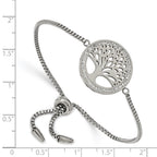 FJC Finejewelers Stainless Steel Box Polished Preciosa Crystal Tree of Life Adjustable Bracelet 22.5 mm