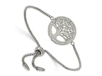 FJC Finejewelers Stainless Steel Box Polished Preciosa Crystal Tree of Life Adjustable Bracelet 22.5 mm