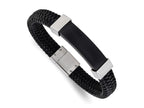 FJC Finejewelers Stainless Steel Polished Black IP-plated Black Leather 8.5in Bracelet 8.5 Inches x 10 mm