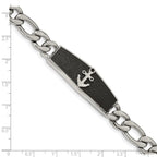FJC Finejewelers Stainless Steel Figaro Black IP-plated Laser cut Anchor 8.5in Bracelet 8.5 Inches