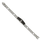 FJC Finejewelers Stainless Steel Figaro Black IP-plated Laser cut Anchor 8.5in Bracelet 8.5 Inches