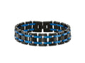 FJC Finejewelers Stainless Steel Contemporary Brushed and Black/Blue IP-plated Bracelet 8.5 Inches x 16.49 mm