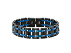 FJC Finejewelers Stainless Steel Contemporary Brushed and Black/Blue IP-plated Bracelet 8.5 Inches x 16.49 mm