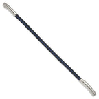 FJC Finejewelers Stainless Steel Adjustable Stretch Wrap Blue Wire and Black PU Adjst 7.75 to 8.25 Inches