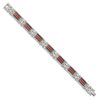 FJC Finejewelers Stainless Steel Link Black Carbon Fiber/Red Fiber Glass Inlay Bracelet 9.25 Inches x 13.87 mm