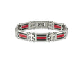 FJC Finejewelers Stainless Steel Link Black Carbon Fiber/Red Fiber Glass Inlay Bracelet 9.25 Inches x 13.87 mm