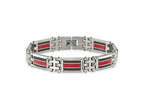 FJC Finejewelers Stainless Steel Link Black Carbon Fiber/Red Fiber Glass Inlay Bracelet 9.25 Inches x 13.87 mm