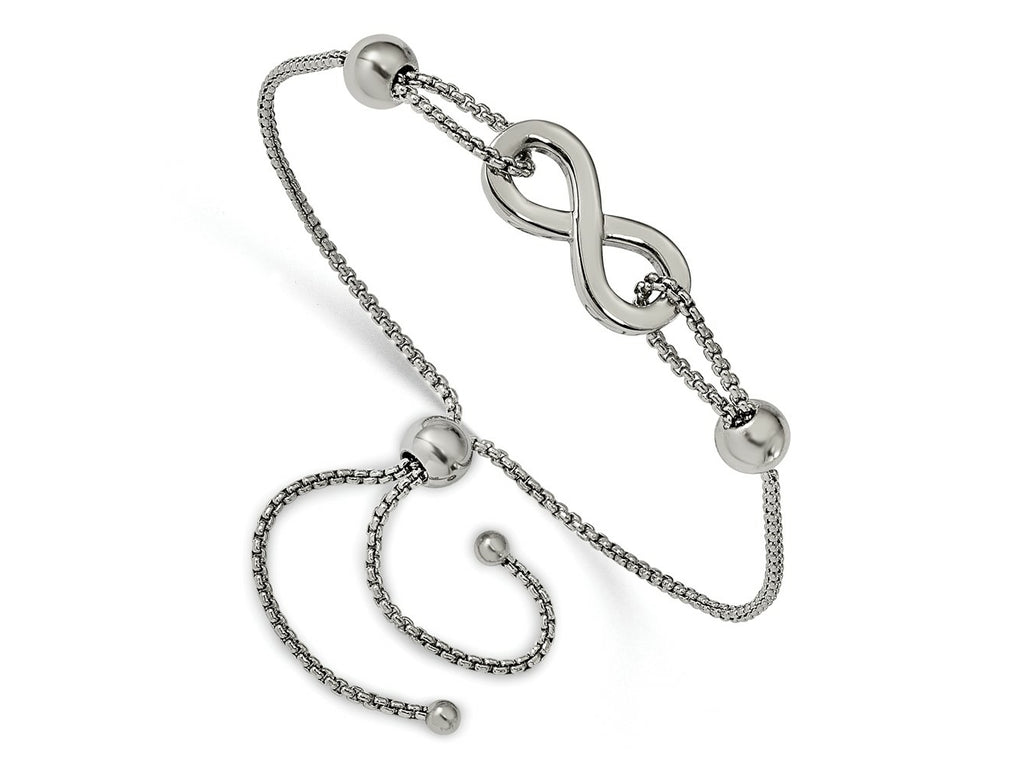 FJC Finejewelers Stainless Steel Box Polished Infinity Symbol Adjustable Bracelet 9 mm