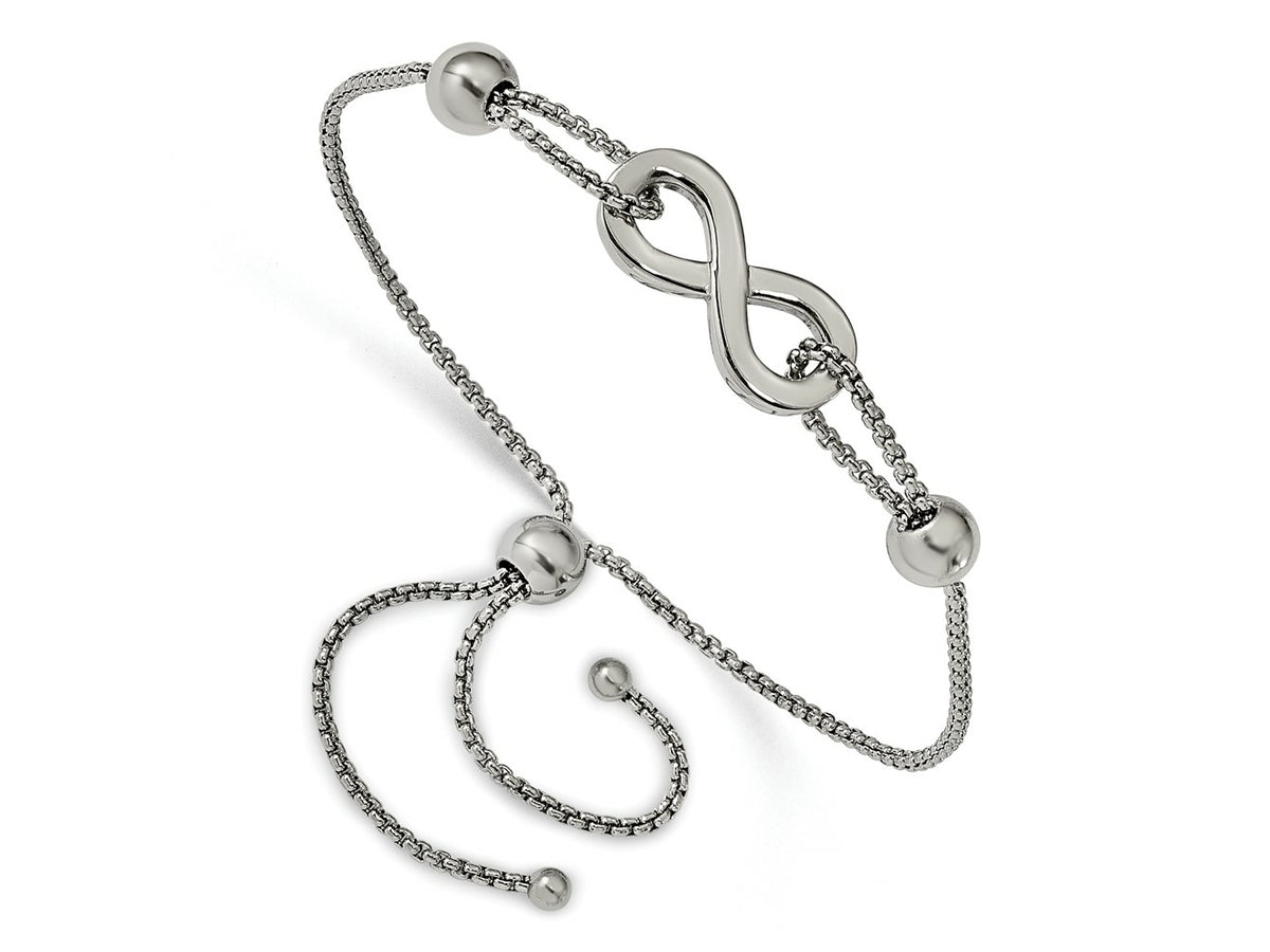 FJC Finejewelers Stainless Steel Box Polished Infinity Symbol Adjustable Bracelet 9 mm