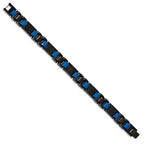 FJC Finejewelers Stainless Steel Contemporary Brushed and Black and Blue IP-plated Bracelet 8.75 Inches x 10.98 mm
