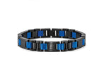 FJC Finejewelers Stainless Steel Contemporary Brushed and Black and Blue IP-plated Bracelet 8.75 Inches x 10.98 mm