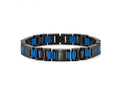 FJC Finejewelers Stainless Steel Contemporary Brushed and Black and Blue IP-plated Bracelet 8.75 Inches x 10.98 mm