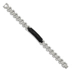 FJC Finejewelers Stainless Steel Link 8.25in Brushed and Solid Carbon Fiber Inlay Bracelet 8.25 Inches x 11.57 mm