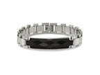 FJC Finejewelers Stainless Steel Link 8.25in Brushed and Solid Carbon Fiber Inlay Bracelet 8.25 Inches x 11.57 mm