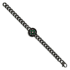 FJC Finejewelers Stainless Steel Curb Brushed Gun Metal IP-plated Compass Bracelet 8.25 Inches x 10 mm