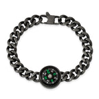 FJC Finejewelers Stainless Steel Curb Brushed Gun Metal IP-plated Compass Bracelet 8.25 Inches x 10 mm