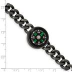 FJC Finejewelers Stainless Steel Curb Brushed Gun Metal IP-plated Compass Bracelet 8.25 Inches x 10 mm