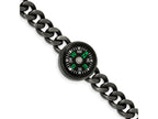 FJC Finejewelers Stainless Steel Curb Brushed Gun Metal IP-plated Compass Bracelet 8.25 Inches x 10 mm