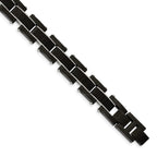 FJC Finejewelers Stainless Steel Link Black IP with Solid Carbon Fiber Inlay Bracelet 8.5 Inches x 14.84 mm