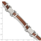 FJC Finejewelers Stainless Steel Men' Polished with Wood Inlay 8.25in Bracelet 8.25 Inches x 10.9 mm