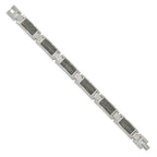 FJC Finejewelers Stainless Steel Link Brushed with Grey Wood Inlay Bracelet 8.75 Inches x 12.02 mm