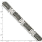FJC Finejewelers Stainless Steel Link Brushed with Grey Wood Inlay Bracelet 8.75 Inches x 12.02 mm
