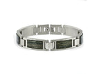 FJC Finejewelers Stainless Steel Link Brushed with Grey Wood Inlay Bracelet 8.75 Inches x 12.02 mm
