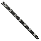 FJC Finejewelers Stainless Steel Link Black IP with Sedimentary Rock Inlay Bracelet 8.5 Inches x 13.1 mm