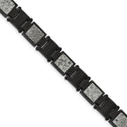 FJC Finejewelers Stainless Steel Link Black IP with Sedimentary Rock Inlay Bracelet 8.5 Inches x 13.1 mm