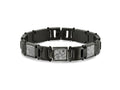 FJC Finejewelers Stainless Steel Link Black IP with Sedimentary Rock Inlay Bracelet 8.5 Inches x 13.1 mm