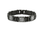 FJC Finejewelers Stainless Steel Link Black IP with Sedimentary Rock Inlay Bracelet 8.5 Inches x 13.1 mm