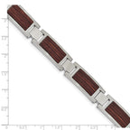 FJC Finejewelers Stainless Steel Link Brushed with Wood Inlay 8.75in Bracelet 8.75 Inches x 11.96 mm