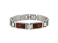 FJC Finejewelers Stainless Steel Link Brushed with Wood Inlay 8.75in Bracelet 8.75 Inches x 11.96 mm