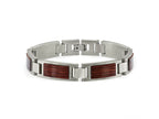 FJC Finejewelers Stainless Steel Link Brushed with Wood Inlay 8.75in Bracelet 8.75 Inches x 11.96 mm