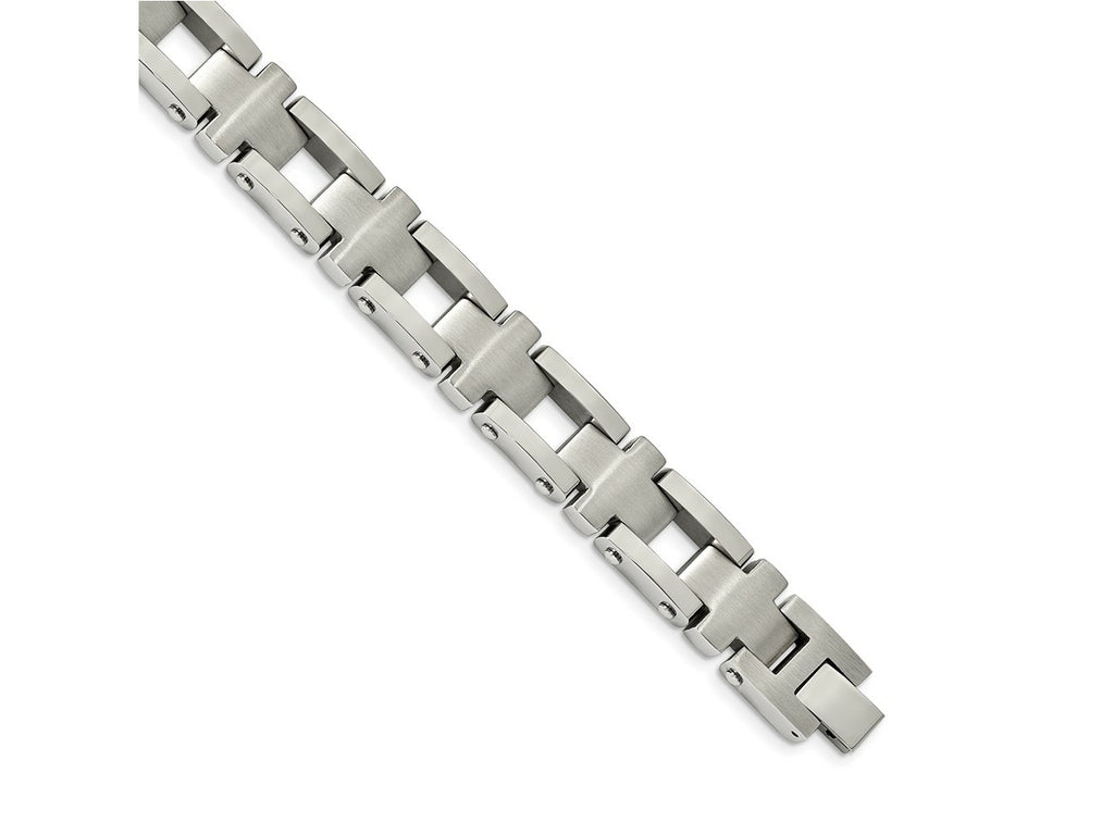 FJC Finejewelers Stainless Steel Link Brushed and Cross 8.5in Bracelet 8.5 Inches x 14.41 mm