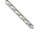 FJC Finejewelers Stainless Steel Link Brushed and Cross 8.5in Bracelet 8.5 Inches x 14.41 mm