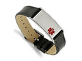 FJC Finejewelers Stainless Steel Enamel Leather Adj 6.5-8.25in Medical Bracelet 5 Inches x 16.86 mm