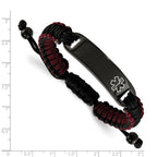 FJC Finejewelers Stainless Steel Enameled Black IP Black and Red Nylon Medical ID Bracelet 7.25 Inches x 11.58 mm