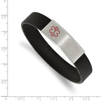 FJC Finejewelers Stainless Steel Brushed with Red Enamel Silicone Stretch Medical ID Bracelet 7.5 Inches x 13.78 mm