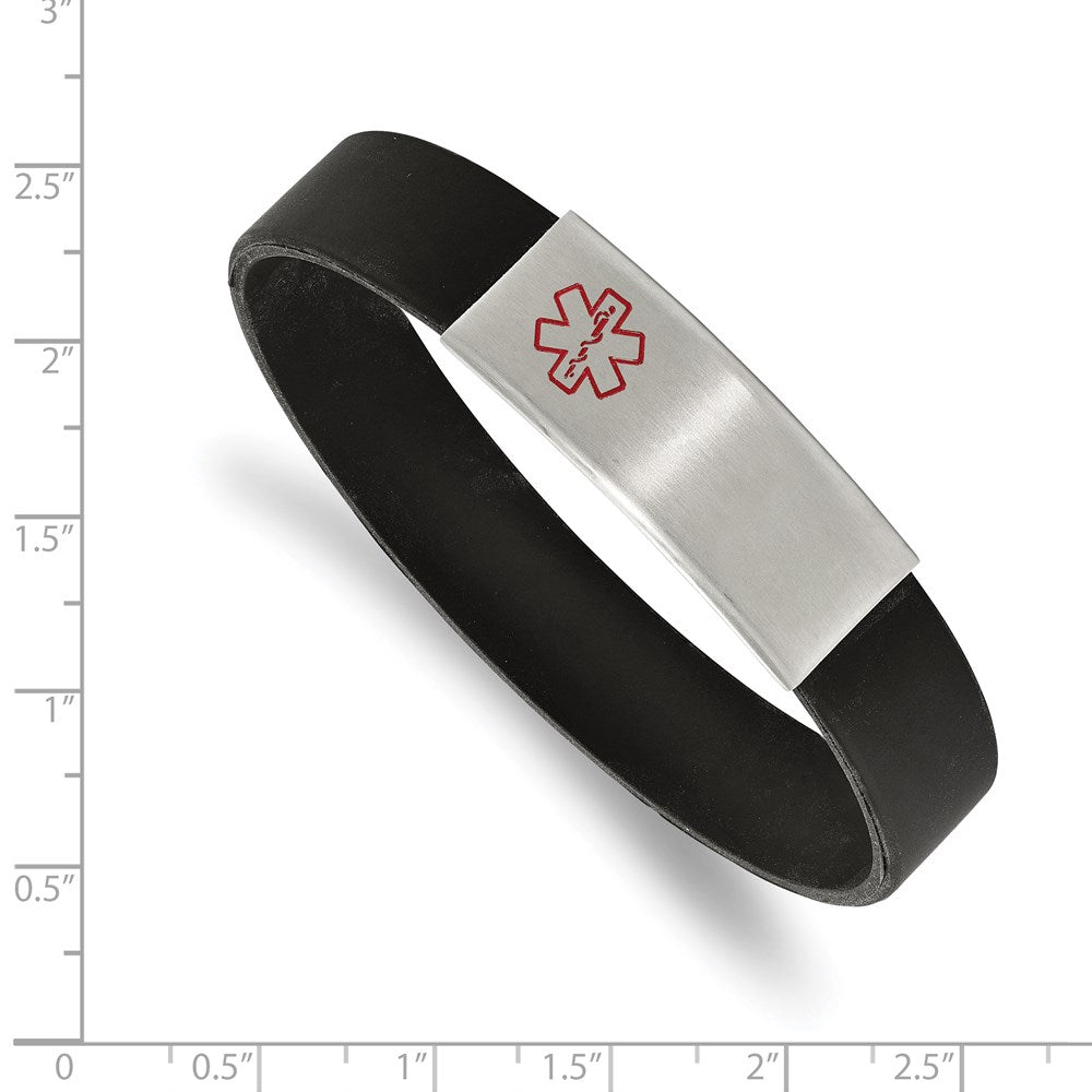 FJC Finejewelers Stainless Steel Brushed with Red Enamel Silicone Stretch Medical ID Bracelet 7.5 Inches x 13.78 mm