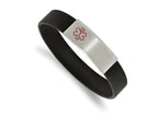 FJC Finejewelers Stainless Steel Brushed with Red Enamel Silicone Stretch Medical ID Bracelet 7.5 Inches x 13.78 mm