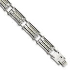 FJC Finejewelers Stainless Steel Link with Carbon Fiber Inlay Bracelet 8.25 Inches x 11.6 mm